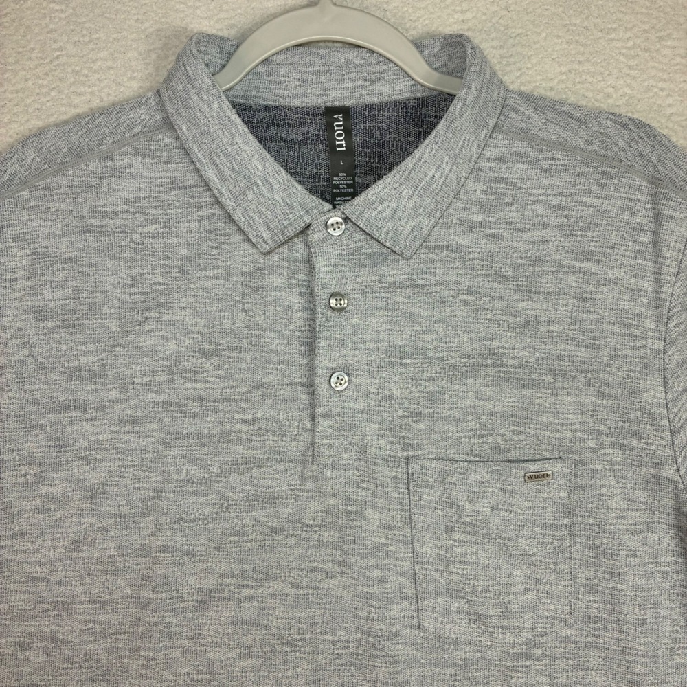 Vuori Ace Polo Shirt Mens L Gray Performance Golf Stretch Preppy Casual V164